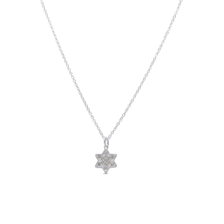 Star of David Pendant Necklace Set with Champagne Colored Crystal Stones
