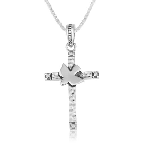 Silver Cross Pendant With Dove