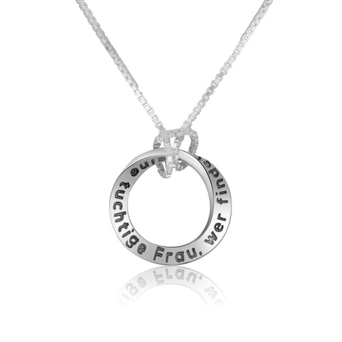 Silver Pendant "Virtue & Wisdom" - Proverbs 31:10 in German & Hebrew
