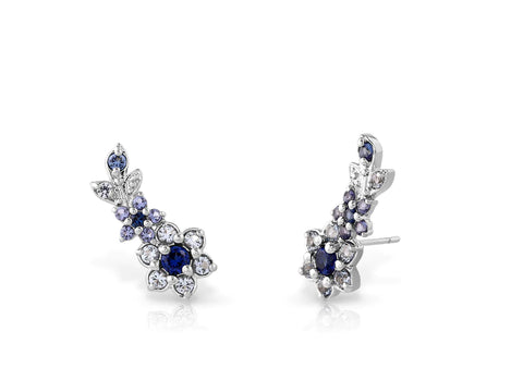 Blumen Melodie-Ohrringe  mit blauen Kristallsteinen