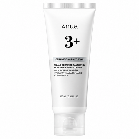 Anua 3 Ceramide Panthenol Barrierecreme: weiße Tube mit 100 ml Inhalt vor weißem Hintergrund