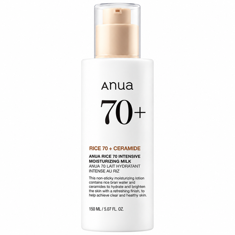 Anua Rice 70 Intensive Moisturizing Milk Gesichtsmilch in der weißen Pumpflasche, 150 ml
