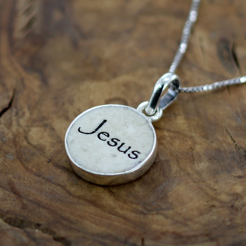 Pendant with the name "Jesus" on Jerusalem stone