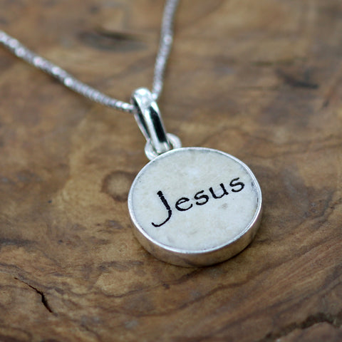 Pendant with the name "Jesus" on Jerusalem stone