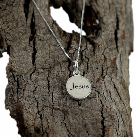 Pendant with the name "Jesus" on Jerusalem stone