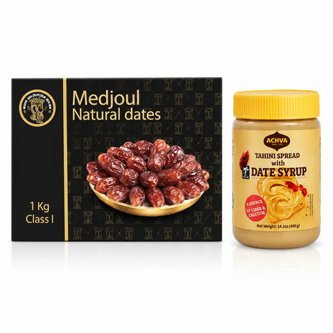 Goldenes Energie Set – Tahini & Dattelsirup Aufstrich 400 g + 1 kg Medjool-Datteln