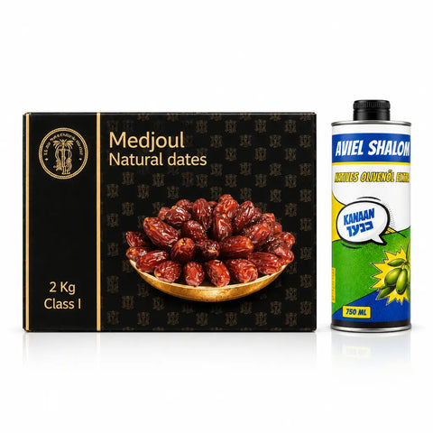 Eretz Gold Duo | Medjool-Datteln & Kanaan Olivenöl „Aviel Shalom“