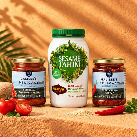 Galilee Genuss-Trio | Tomate, Tahini & Filfel Chuma