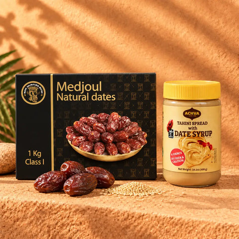 Goldenes Energie Set – Tahini & Dattelsirup Aufstrich 400 g + 1 kg Medjool-Datteln