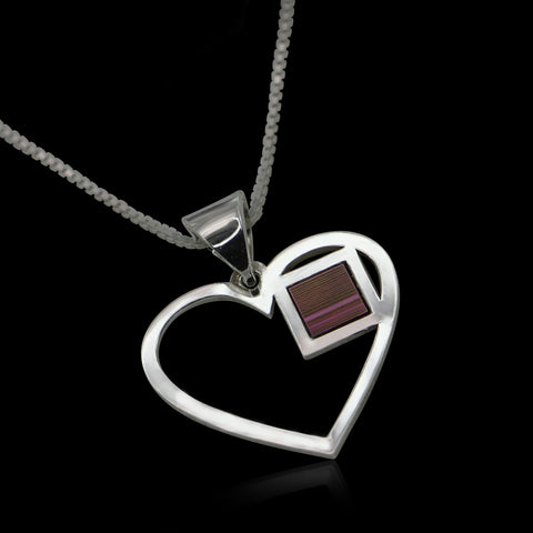 925 Sterling Silver Heart Pendant with Jerusalem Nano Bible