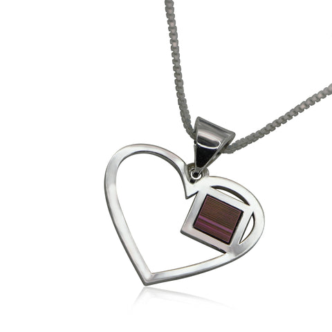 925 Sterling Silver Heart Pendant with Jerusalem Nano Bible