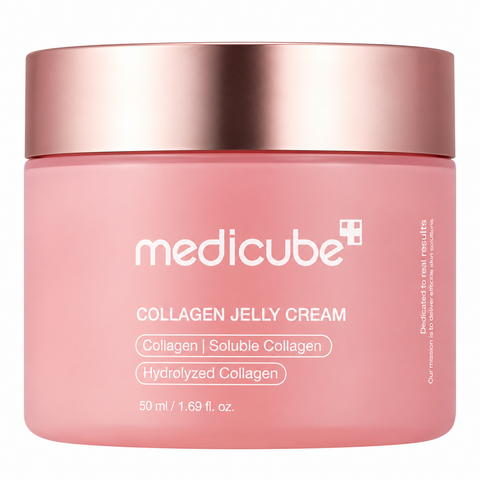 Medicube Collagen Jelly Cream Kollagen-Gelcreme im rosa 50-ml-Tiegel mit roségoldenem Deckel