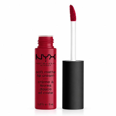 NYX Soft Matte Lip Cream Monte Carlo in sattem Cranberry-Rot mit Applikator, Pack-Shot