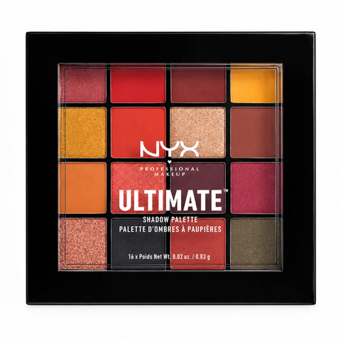 NYX Ultimate Shadow Palette Phoenix mit 16 Lidschatten in Rot, Orange, Gold und Burgunder, geschlossen