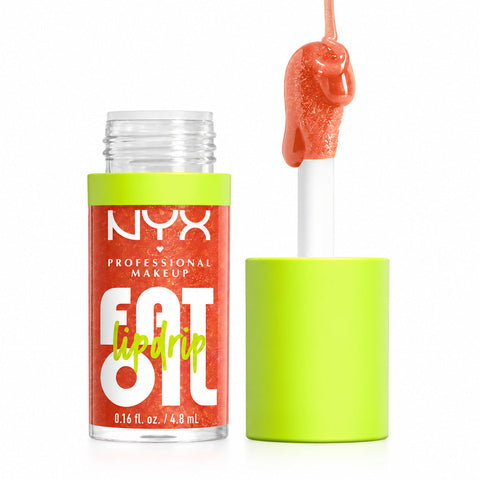 NYX Fat Oil Lip Drip getöntes Lippenöl Follow Back in schimmerndem Rotorange mit Applikator, Pack-Shot