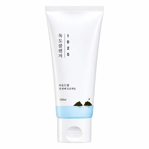 Round Lab 1025 Dokdo Cleanser Reinigungscreme in der weißen 150-ml-Tube mit blauem Wasser-Motiv
