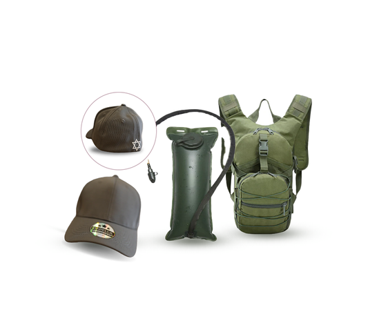 Chai & Stärke Set | Militär-Rucksack 15 L + Basecap mit Davidstern חי