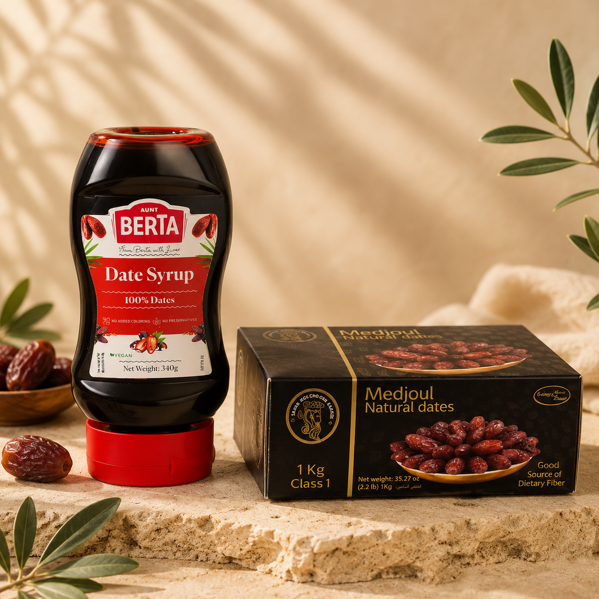 Medjool-Dattel Power-Set: 1 KG Datteln & 340 g Silan-Dattelsirup