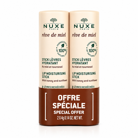 Nuxe Rêve de Miel Lippenpflegestift mit Honig für rissige Lippen, Duo-Set 2 x 4 g