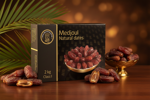 Dattelbox mit 2 kg israelischen Medjool-Datteln aus dem Jordantal – JLMBOX