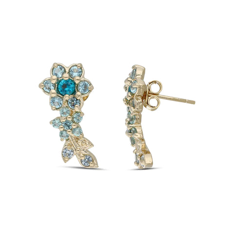 Flower Melody Earrings With Turquoise Crystal Stones