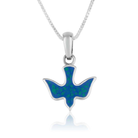 Silver pendant - dove - made of Eilat stone